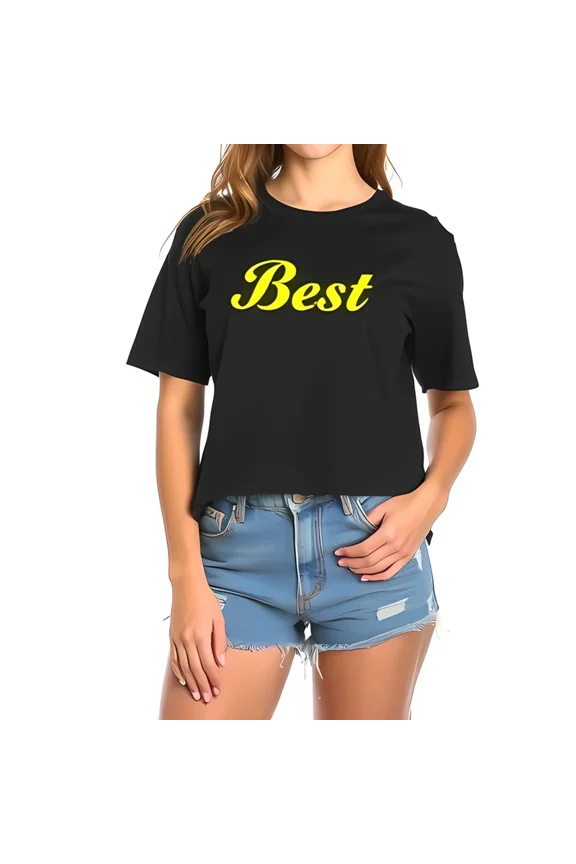 Best Cropped Yellow Bold Lettering Stylish Confident Statement Graphic Unisex T-Shirt, up to size 5XL
