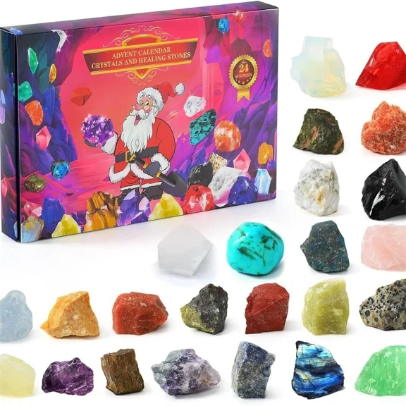 Best Crystal Rock Gemstone Advent Calendar 2025 Adult, Kids, Boys, Girls, Teen Red