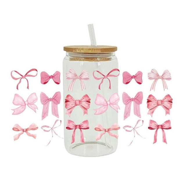 BestCute Bow Rub On Transfers Decorative Stickers,UV DTF Transfer Cup