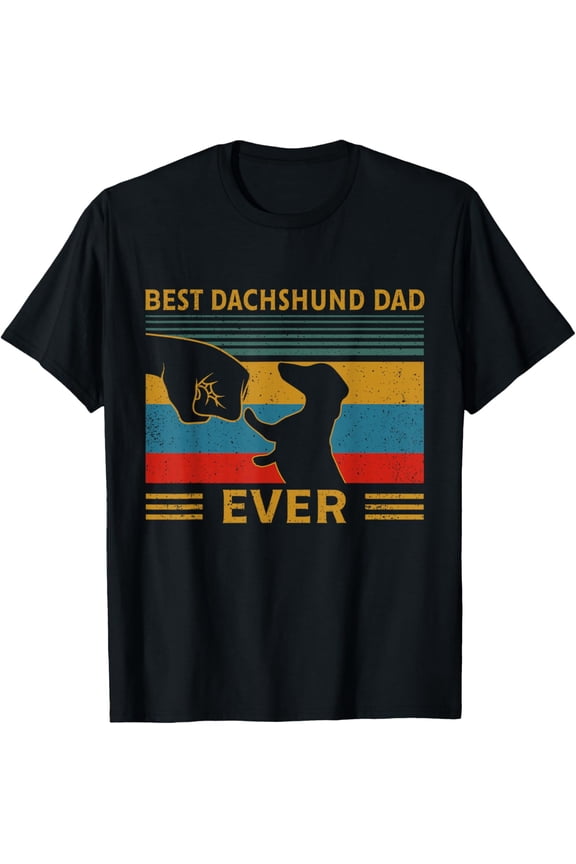 Best Dachshund Dad Ever Funny Weiner Dog Men Gifts T-Shirt- Classic First Father's Day 2026 shirts Unisex 100% Cotton Crew Neck T-Shirt Breathable Casual Everyday Wear Affordable Graphic Soft t shirt