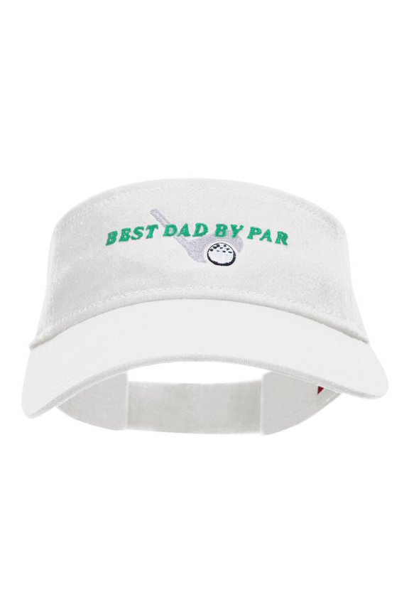 Best Dad By Par Embroidered Cotton Twill Visor - White OSFM