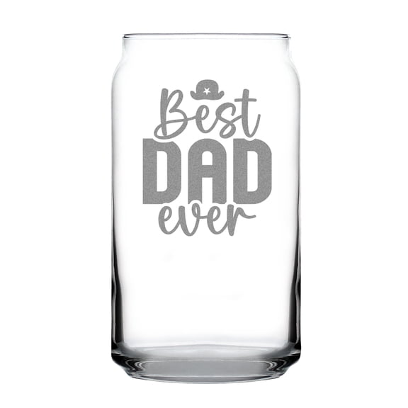 Best Dad Ever 16oz Can Shaped Pint Glass Hand Engraved Gift for Father's Day Birthday Present Custom Etched Glassware