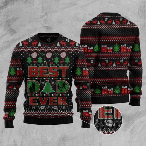 Best Dad Ever 3D Christmas Sweater, Funny Xmas Sweater, Sweater Xmas