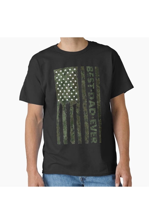 Best Dad Ever American Flag Camouflage Hunting Dad T-Shirt