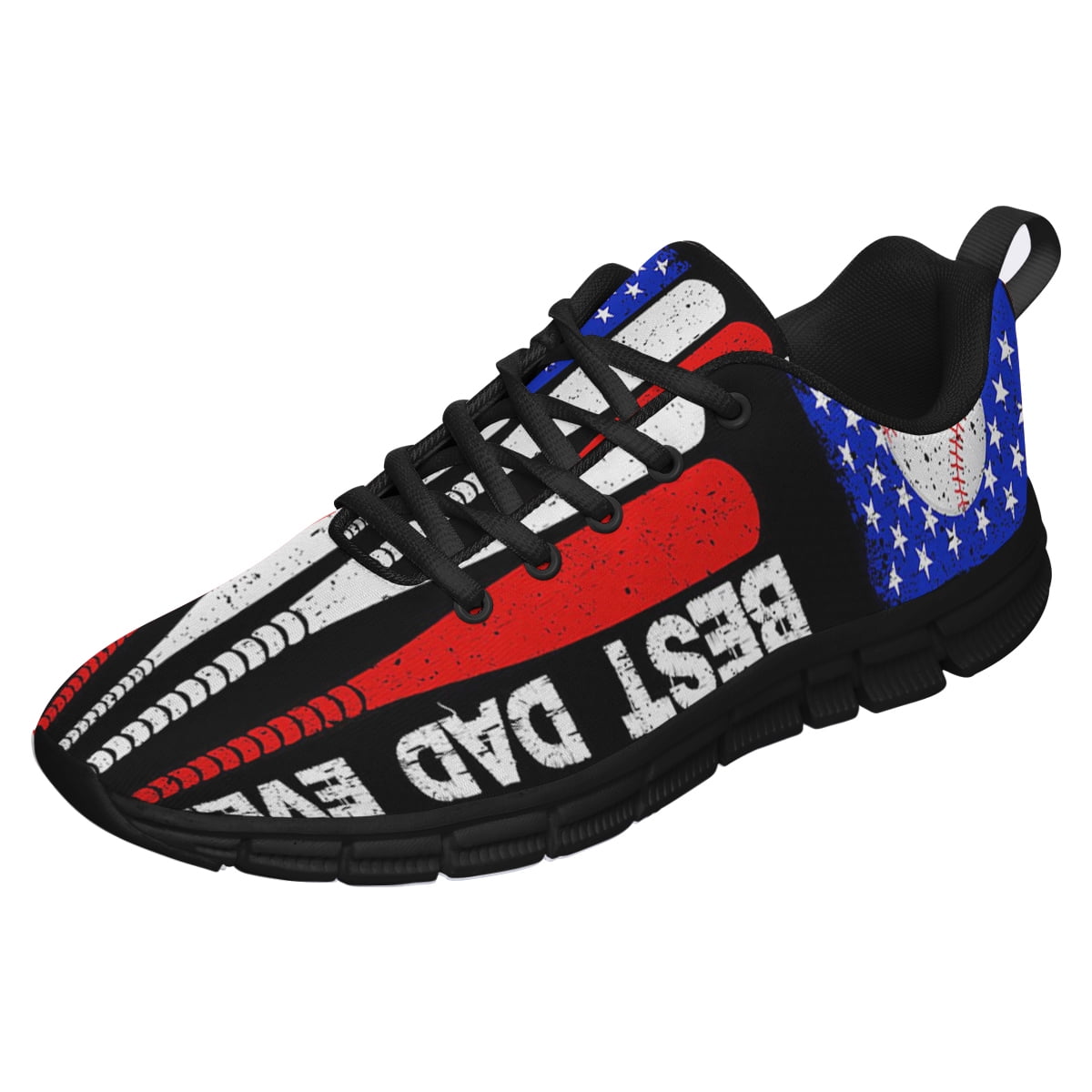 Best Dad Ever Baseball Running Shoes Sneakers Mesh Black Size