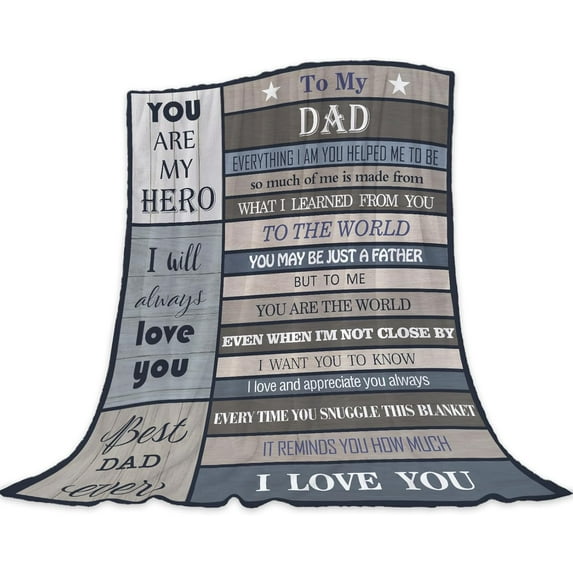 Best Dad Ever Blanket Gift for Fathers Day I Love You Dad Birthday Gifts Blanket from Daughter Son Present for Dad Men Soft Letter to My Dad Throw Blanket for Couch Bed 50x60