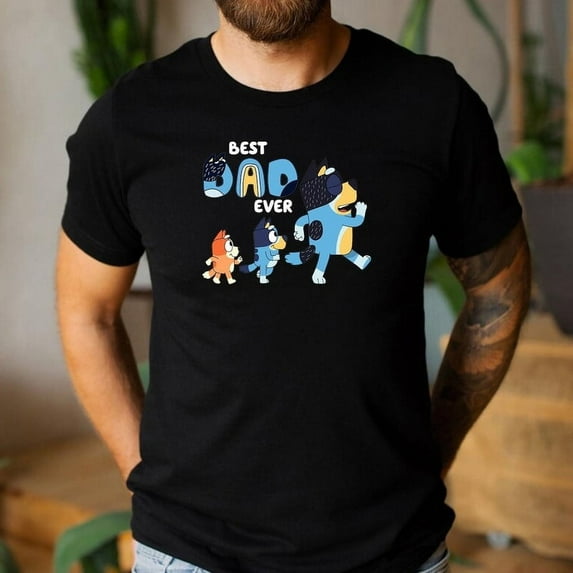 Best Dad Ever Bluey T-Shirt, Bluey Bingo Family Shirt, Father's Day Gift,Black color,size M