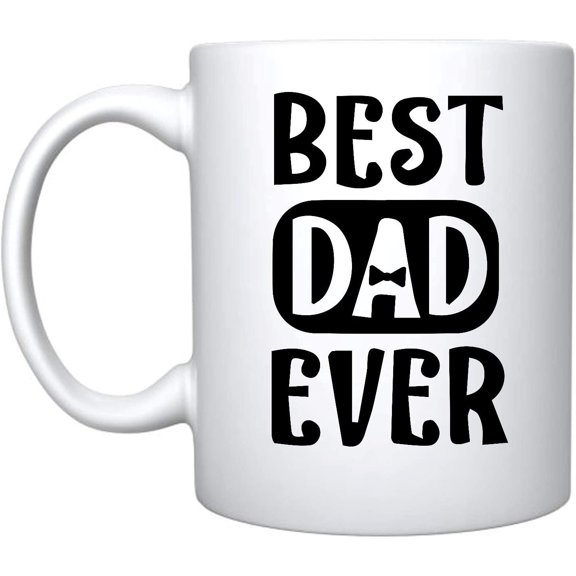 Best Dad Ever Bowtie Ceramic Coffee Mug Funny Birthday Gift Father's Day Gift For Dad Grandpa Stepdad (Ceramic Mug)