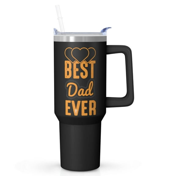 Best Dad Ever Commemorative Tumbler 40oz, Stainless Steel Insulated Dad Gift with Lid & Straw, Father's Day Christmas Birthday from Family