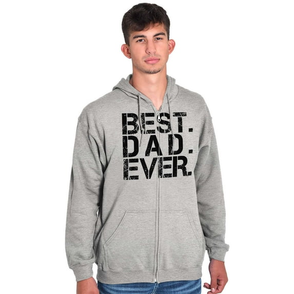 Best Dad Ever Cool Fathers Day Gift Men's Big & Tall Graphic Zip Up Hoodie Brisco Brands 2X