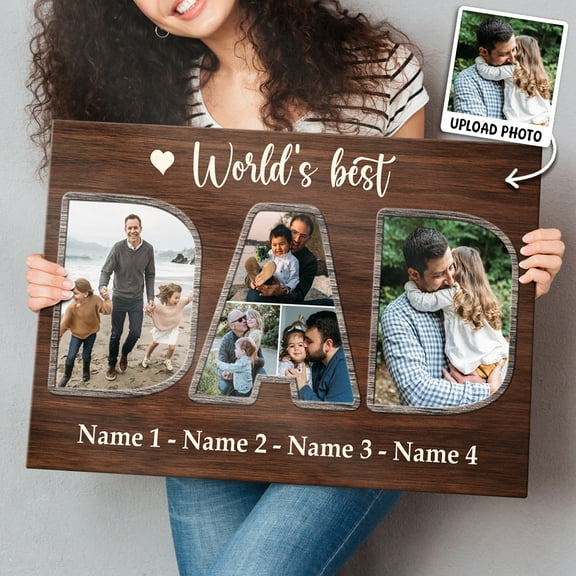 Best Dad Ever Custom Canvas Upload Your Photo for a Unique Father's Day Gift Personalized Wall Art Custom Photo Canvas Gift for Father's Day