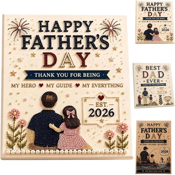 Best Dad Ever DIY Pearl Art Painting Kit - Father's Day Handmade Craft Set with Easel, Create Your Own 3D Canvas Wall Art, Unique Keepsake Gift for Dad, Birthday or Holiday