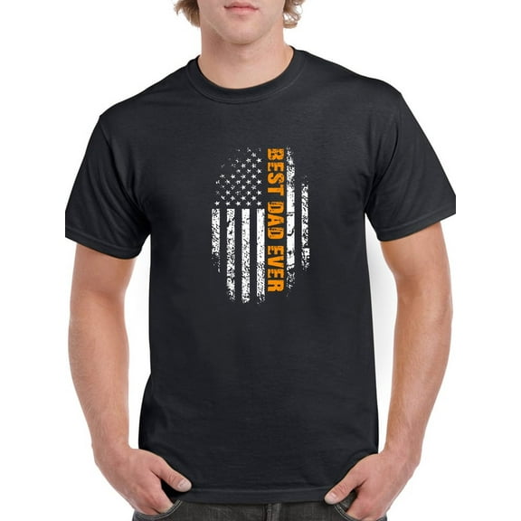 Best Dad Ever Grunge Flag Men T-Shirt, Male Large