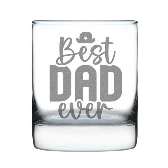 Best Dad Ever Hand Engraved 10oz Rocks Glass, Perfect Fathers Day Gift, Birthday Present, Personalized Whiskey Glass