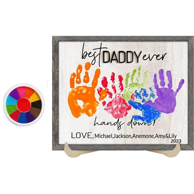 Best Dad Ever Hands Down Sign，Custom Father's Day DIY Handprint