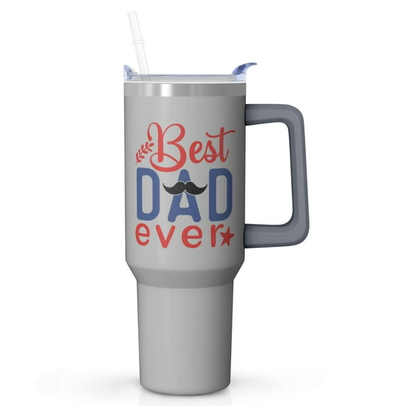 Best Dad Ever Insulated Tumbler 40oz Stainless Steel, Dad Gift with Leakproof Lid & Straw, Father's Day Christmas Birthday Present from Wife Daughter Son