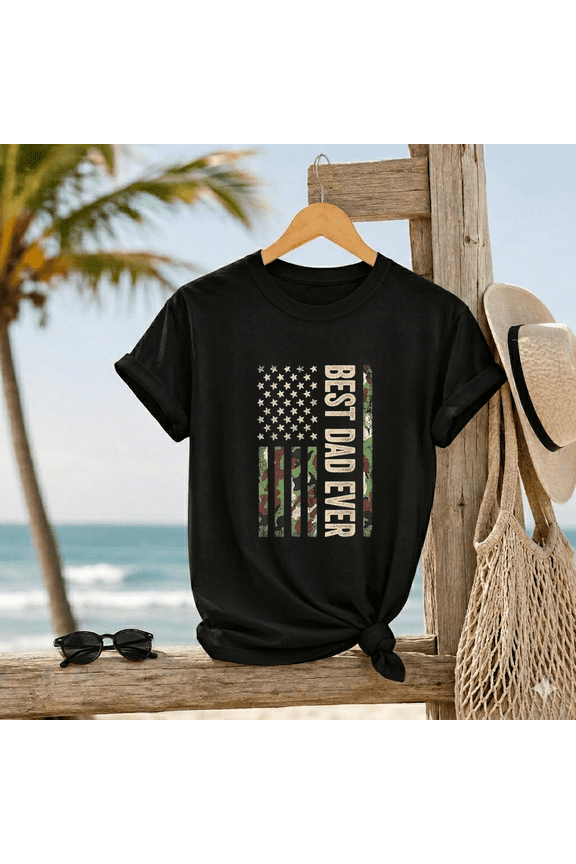 Best Dad Ever Military Camouflage Pattern Veterans Day Gift Unisex T-Shirt, up to size 5XL