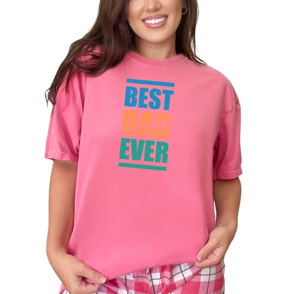 Best Dad Ever Music Notes, Crunchberry Comfort Colors T-Shirt, Large