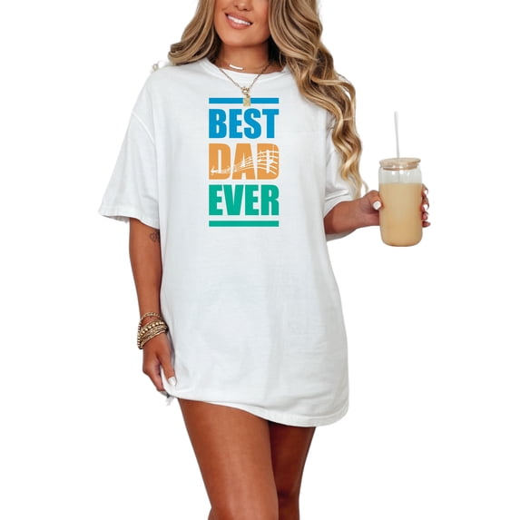 Best Dad Ever Music Notes, White Comfort Colors T-Shirt, Small