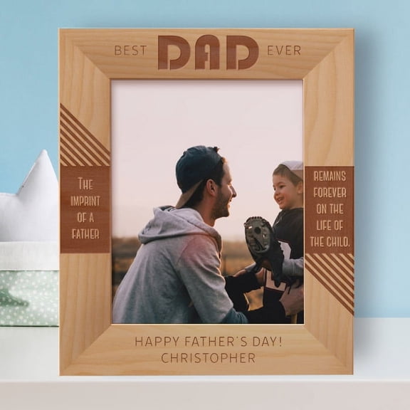 Best Dad Ever Personalized Wooden Frame 8" x 10" Brown (Vertical)