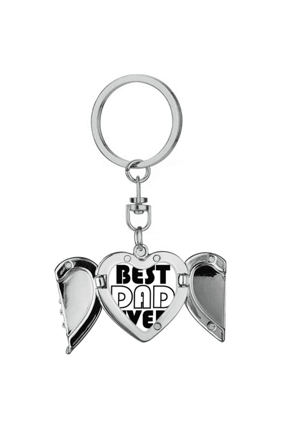 Best Dad Ever Quote Father's Day Heart Angel Wing Key Chain Holder
