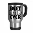 thumbnail image 1 of Best Dad Ever Quote Father's Day Travel Mug Flip Lid Stainless Steel Cup Car Tumbler Thermos, 1 of 4