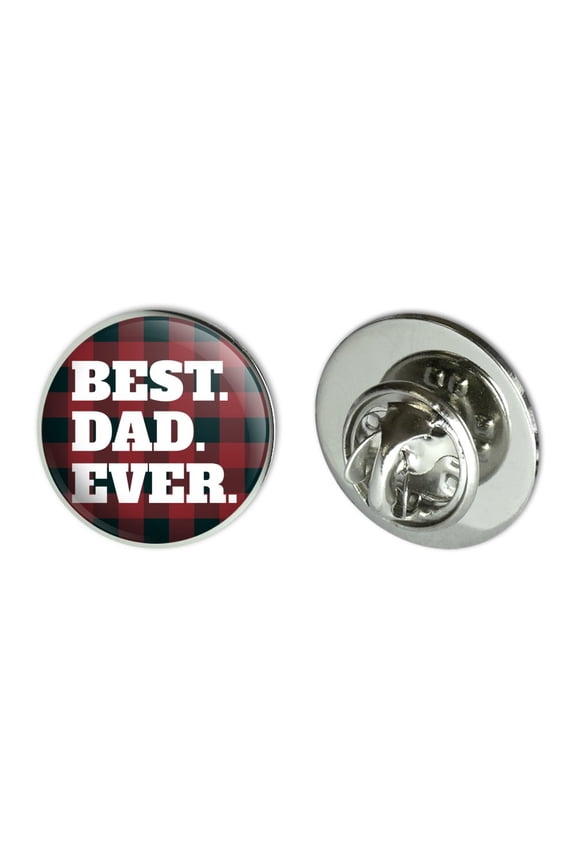Best Dad Ever Red Black Plaid Metal 0.75" Lapel Hat Pin Tie Tack Pinback