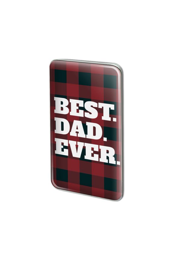 Best Dad Ever Red Black Plaid Metal Rectangle Lapel Hat Pin Tie Tack Pinback