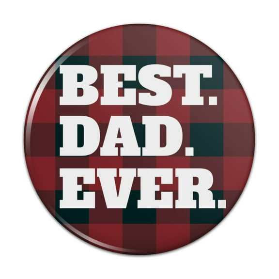 Best Dad Ever Red Black Plaid Pinback Button Pin