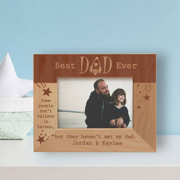 Best Dad Ever Some People Don't Believe I Heroes But They Haven't Met My Dad Personalized Wooden Frame-5" x 3 1/2" Brown Horizontal