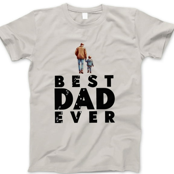 Best Dad Ever T-Shirt – Father and Child Walking Graphic Tee with Footprints, Heartfelt Father's Day Gift for Dad, Grandpa, or Stepdad