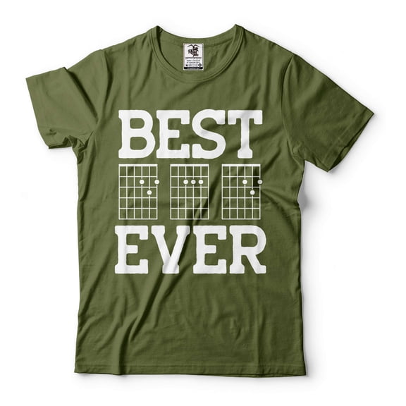 Best Dad Ever Tee Guitar Chord Shirt Guitarist Dad Tee Fathers Day Guitar Guitarist Gift Shirt (Small Military Green)