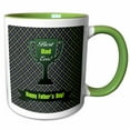 thumbnail image 1 of 3drose, Best Dad Ever Trophy on Diagonal Crisscross Pattern, Green and Purple, 15oz Two-tone Green Mug, 1 of 6