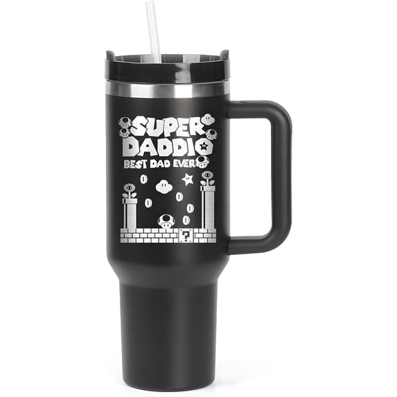 Best Dad Ever Tumbler - 40 oz Stainless Steel Drinking Cup for Father''s Day Gifts, Laser Engraving - Perfect Dad Tumbler from Daughter