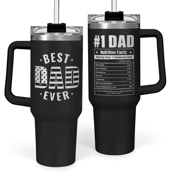 Best Dad Ever Tumbler 40Oz, Gifts for Dad for Christmas Birthday Valentine Fathers Day, Dad Coffee Cup Stainless Steel Insulated Tumblers with Lid & Straw, Dads Gift from Daughter Son