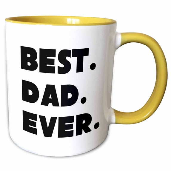 3drose, Best Dad Ever Typography, 15oz Two-tone Yellow Mug