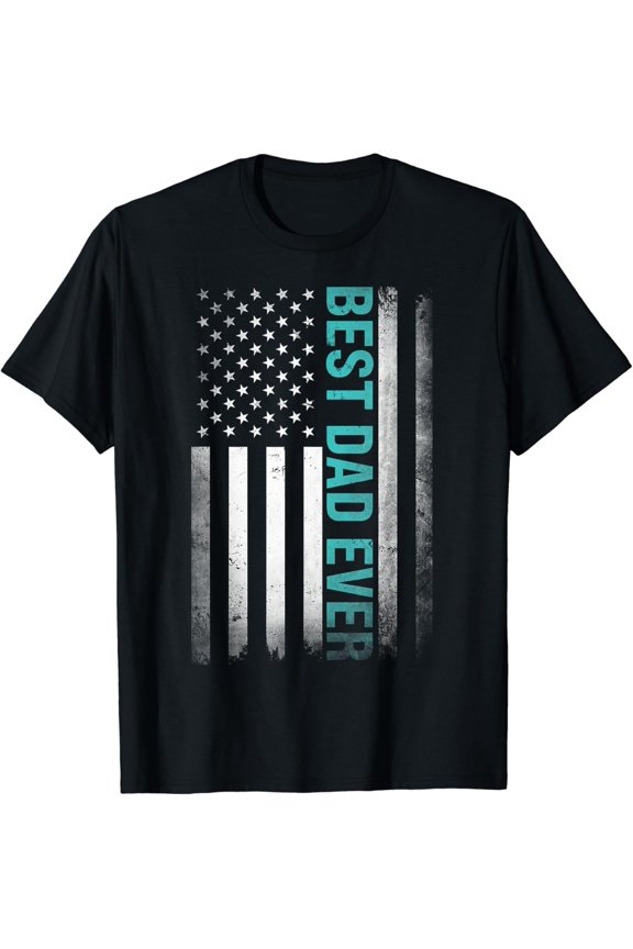Best Dad Ever USA Flag American 1st Time Daddy Fathers Day T-Shirt