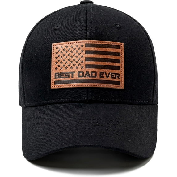 Best Dad Ever USA Flag Dad Hat – Father's Day & Birthday Gift from Son or Daughter – Black Adjustable Cap for Papa