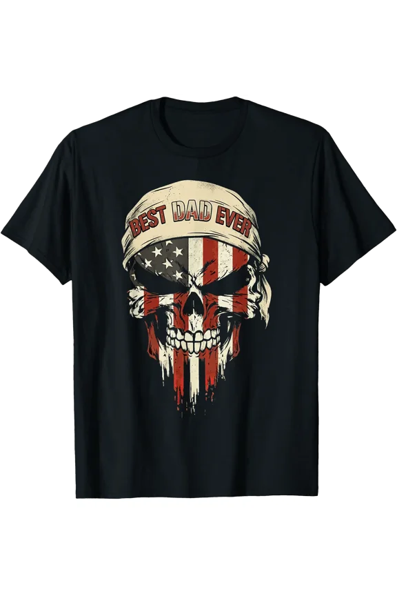 Best Dad Ever Usa Flug Skull Fathers Day T-Shirt
