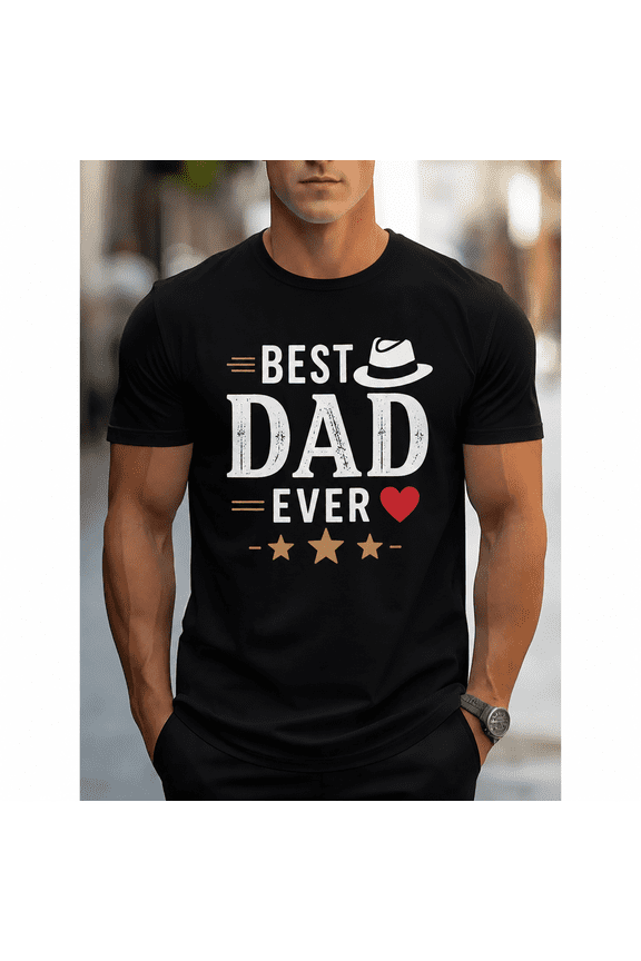 Best Dad Ever Vintage Graphic T-Shirt for Men, Father's Day Gift Tee, Funny Dad Shirt, Gift for Husband, Grandpa, Father Appreciation Present, Casual Crew Neck Top