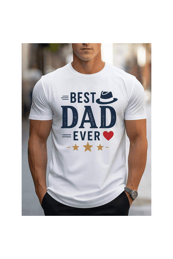 Best Dad Ever Vintage Graphic T-Shirt for Men, Father's Day Gift Tee, Funny Dad Shirt, Gift for Husband, Grandpa, Father Appreciation Present, Casual Crew Neck Top