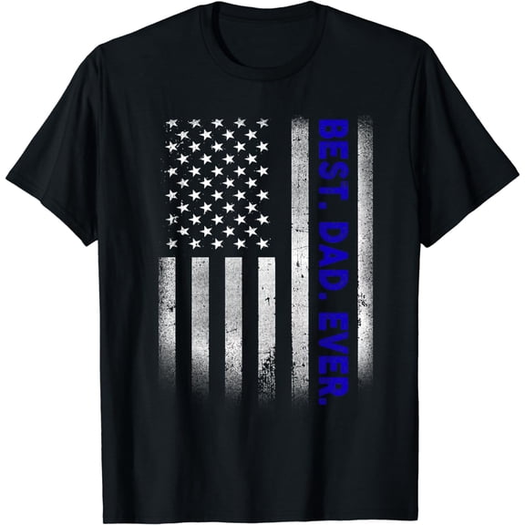 Best Dad Ever With US American Flag Gift For Father's Day T-Shirt