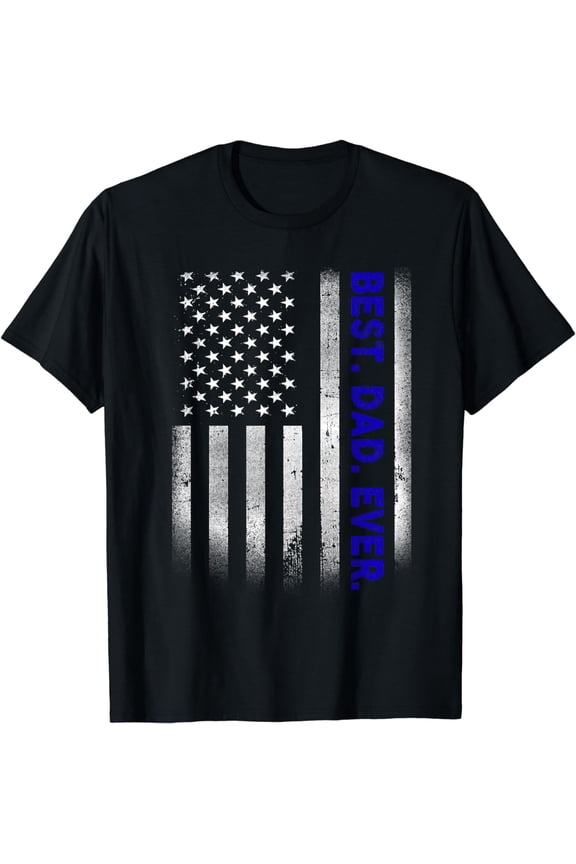 Best Dad Ever With US American Flag Gift For Father's Day T-Shirt