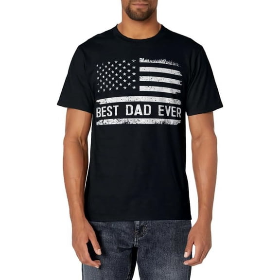 Best Dad Ever With US American Flag Gifts Fathers Day Dad T-Shirt