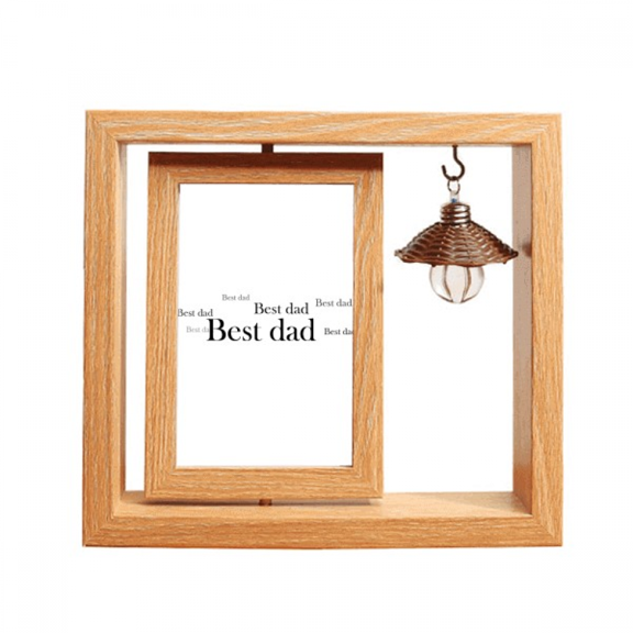 Best Dad Festival Quote Art Deco Fashion Wooden Rotating Picture Photo Frame 4x6