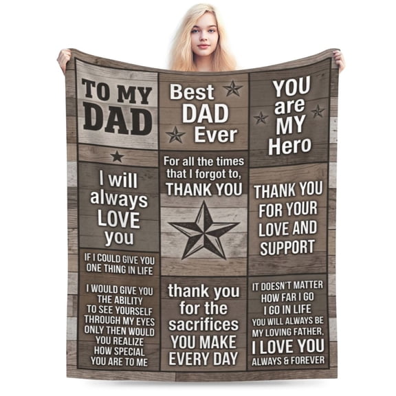 Best Dad Gift Blanket, Soft Cozy Flannel Throw Blanket for Father, Birthday Gift from Daughter Son, Best Daddy Ever Gift for Dad Who Wants Nothing 50x40