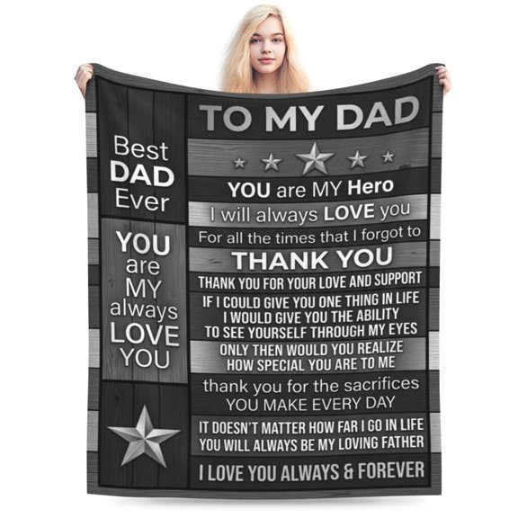 Best Dad Gift Blanket, Soft Cozy Flannel Throw Blanket for Father, Birthday Gift from Daughter Son, Best Daddy Ever Gift for Dad Who Wants Nothing 50x40