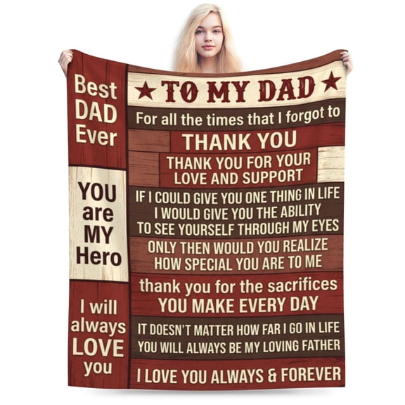 Best Dad Gift Blanket, Soft Cozy Flannel Throw Blanket for Father, Birthday Gift from Daughter Son, Best Daddy Ever Gift for Dad Who Wants Nothing 50x40