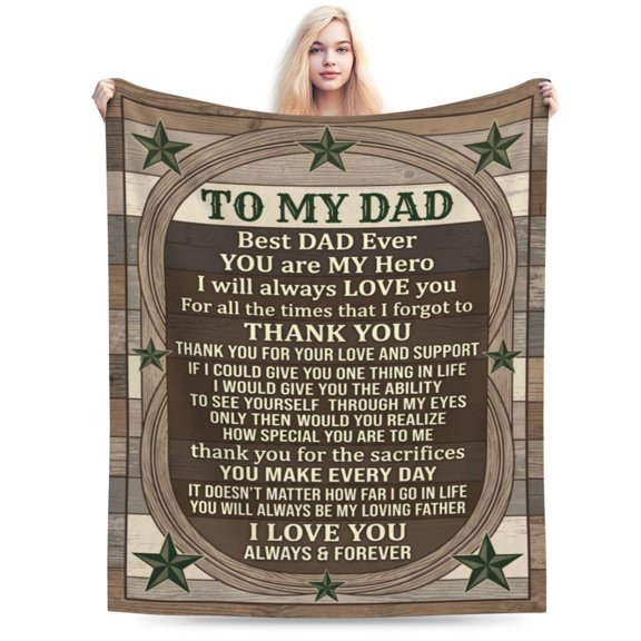 Best Dad Gift Blanket, Soft Cozy Flannel Throw Blanket for Father, Birthday Gift from Daughter Son, Best Daddy Ever Gift for Dad Who Wants Nothing 50x40