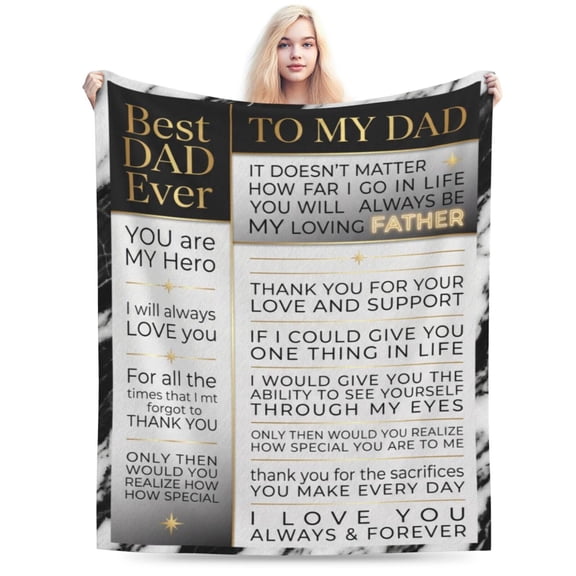 Best Dad Gift Blanket, Soft Cozy Flannel Throw Blanket for Father, Birthday Gift from Daughter Son, Best Daddy Ever Gift for Dad Who Wants Nothing 50x40
